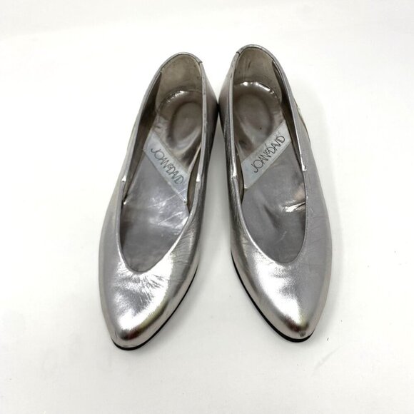 Vintage 1980's Joan & David Silver Point Toe Wedge Heel Size 7.5 Floral Applique - Picture 2 of 12